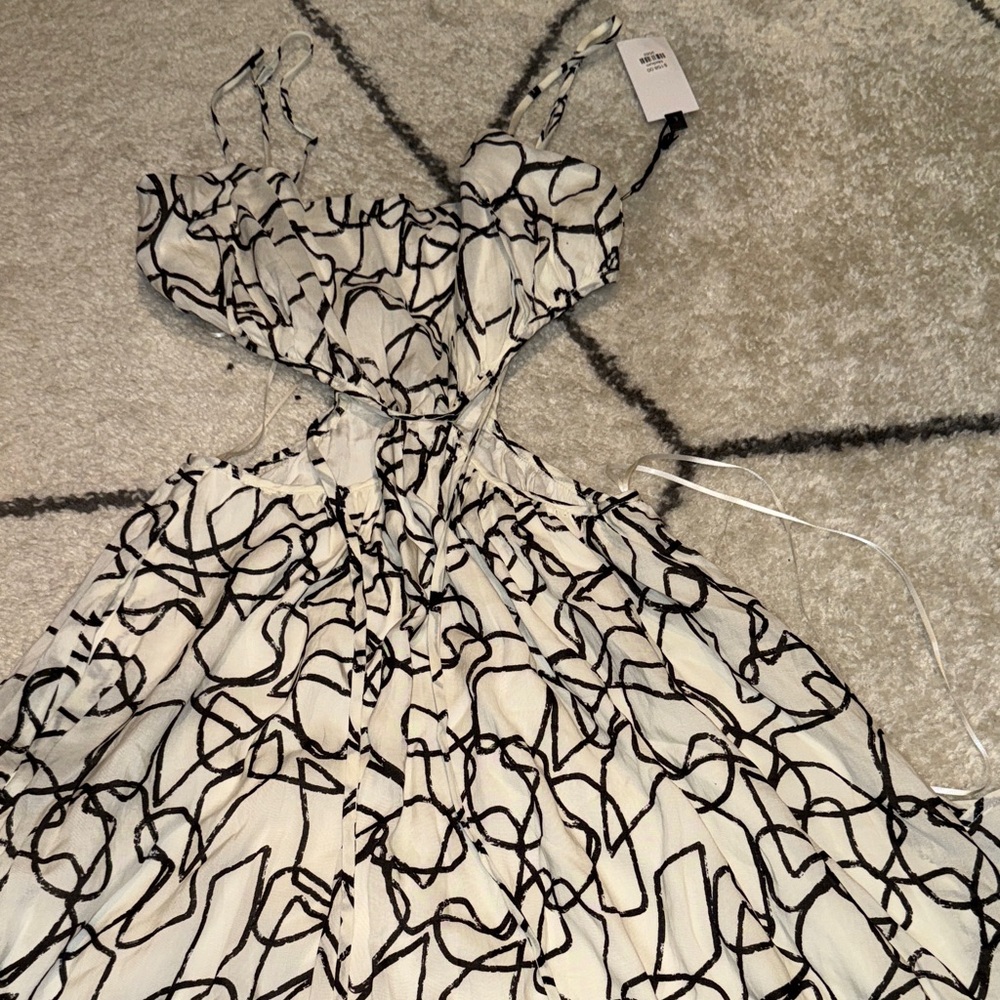 Astr Black and White Backless Dress